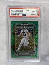 2023 Panini Prizm Draft Justin Herbert Green Shimmer Prizm #&#39;d 1/8 PSA 10 - $556.12