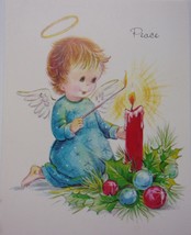 Vintage Little Angels Litho Little Angle Peace Christmas Card 1979 Unused - $1.50