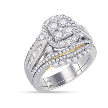 14kt Two-tone Gold Round Diamond Bridal Wedding Engagement Ring Set 1-1/2 Ctw - $2,100.00