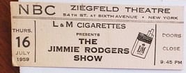 The Jimmie Rodgers Show NBC Ziegfield Theatre Ticket Stub July 16 1959 - £23.88 GBP