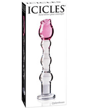 Icicles No. 12 Hand Blown Glass Massager - Clear W/rose Tip - $41.40