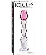 Icicles No. 12 Hand Blown Glass Massager - Clear W/rose Tip - $41.40