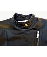 Michael Kors Lambskin Leather MOTO Jacket Black-Band Collar Biker Womans... - $163.97 CAD