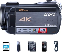 Ordro Video Camera 4K Livestream Camcorder Hdr-Ac5 12X Optical Zoom Video - £251.51 GBP