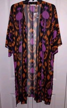 Soft Surroundings Sz. S Open Front Imani Sheer Black/orange/purple Ikat Top - $23.18