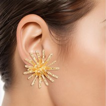 Rounded Dome Spike Design Clip On Gold Plated Ear Stud Women&#39;s Fashion Earring - £31.29 GBP