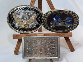 Vtg Western Style Eagle King Of The Road Two Toned Belt Buckle Lof Of 3 - £23.42 GBP