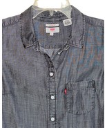 Levis Shirt Womens S Small Gray Button Up Long Sleeve Chest Pocket Lyoce... - £7.91 GBP