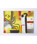 Yellow Black Red Paleo Hebrew Symbols Original Painting Acrylic On Panel... - £17.11 GBP