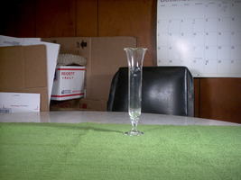 Vintage Elegant Clear Glass Bud Vase w/Ruffled Rim, Etched Dots &amp; Leaf Design - £7.90 GBP