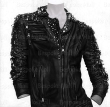 New Women&#39;s Blue Silver Studded Rock Eyelet Cowhide Biker Leather Jacket-859 - $389.99