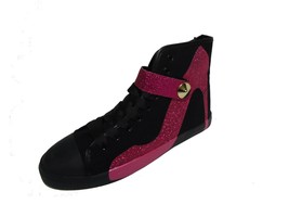 BE&amp;D by Maison Dumain Mary Jane Black Canvas Glitter Fuschia Stilletto H... - $49.99