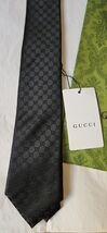 Black Gucci GG Pattern 100% Silk Tie - $124.73