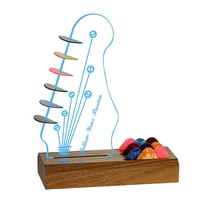 VGJ Light Up Guitar Pick Holder, Acrylic 3D LED Guitar Pick Lamp 7-Color Wooden - £33.66 GBP