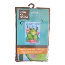 WELCOME TO OUR PAD FROGS  12.5&quot; X 18&quot; GARDEN FLAG 11-3646-94 RAIN OR SHINE - $10.00