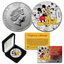 2020 Nzm Nieu 1 Oz Silver Mickey Mouse &amp; Pluto Disney Comic Strip Coin Ltd 120 - £67.23 GBP