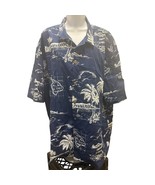 VTG Royal Creations Hawaiian Shirt Mens 4XL Button Up Aloha Palm Trees Blue big - $38.95
