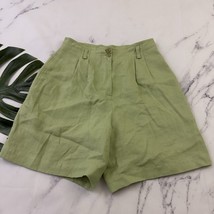 Preview Womens Vintage 90s Linen Shorts Size 10 Pastel Green Pleated Hig... - $25.73