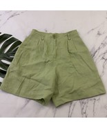 Preview Womens Vintage 90s Linen Shorts Size 10 Pastel Green Pleated Hig... - $479.60 MXN
