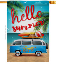 Hello Summer Enjoy Bus House Flag Fun And Sun 28 X40 Double-Sided Banner - £29.24 GBP