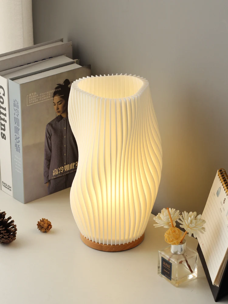 French cream style 3D desk lamp ins internet red pleated bedroom bedside... - $21.81+