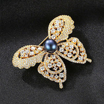 Broche de alas de mariposa de perlas naturales y diamantes de 3,80 quilates... - £101.38 GBP
