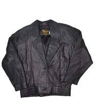 Vintage Reed Sportswear Leather Jacket Womens 12 Black Biker Made in USA - £52.46 GBP