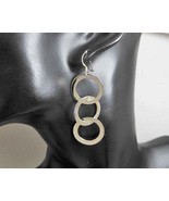 Triple Hoop Dangle Earrings 925 Sterling Silver, Handmade Linked Circle ... - £52.75 GBP