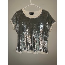 2000s Berek 2 Silver All Over Sequin Glitz Glam Disco Ball Shiny Party S... - £21.97 GBP