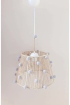 Wicker Rope Wrapped Gray Pompom Baby and Children&#39;s Room Pendant Lamp Chandelier - £39.73 GBP