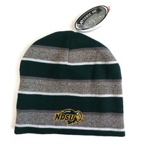 North Dakota State Bisons Winter Knit Beanie Cap Reversible Green Gray One Size - £11.53 GBP