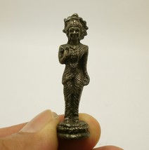 Maa Laxmi mini metal statue figurine amulet blessed 1980s Lakshmi Devi Hindu god - £31.85 GBP