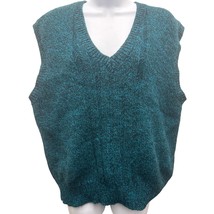 VTG Hunting Horn Vest Men&#39;s XL sweater Wool V-Neck Knit TEAL GRANDPA HON... - $23.74