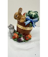 CWC Happy Easter Bunnies Spring Vegetables Hinged Ceramic Trinket Box - $41.64 CAD