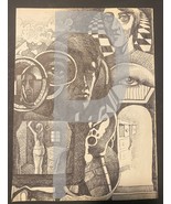 Bill Jameson Surrealism Drawing &quot;Voyeur&quot; 1968 - $42.08 CAD