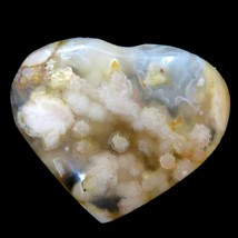 Heart Polished Small Coral Flower Agate  HR42 - $9.77