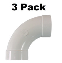 Central Vacuum 90 Degree Sweep Elbow Fitting for 2 Inch Vacuum Pipe 3 PACK - £13.33 GBP