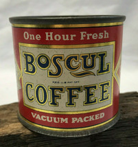 Vtg Boscul Coffee Can Bank Tin Wm. S. Scull Co. Vacuum Cans Piggy Bank Coin - £31.56 GBP