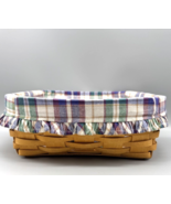 Longaberger Large Catch All Basket Plaid Liner &amp; Plastic Protector 12&quot; V... - $578.36 MXN