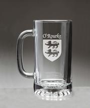 O&#39;Rourke Irish Coat of Arms Glass Beer Mug (Sand Etched) - £22.15 GBP