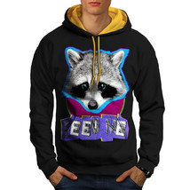 Wellcoda Cute Racoon Face Mens Contrast Hoodie, Lovely Casual Jumper - £30.96 GBP