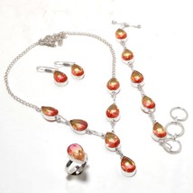 Multi Tourmaline Pear Shape Gemstone Handmade Ethnic Necklace Jewelry Se... - $12.99