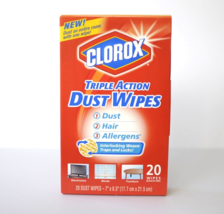 1 Clorox Triple Action Dust Wipes Discontinued HTF 20 Wipes Faded Box - £23.70 GBP