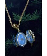 Religious Egg Pendant w/clear Crystal Cross, Lt. Blue main with decor an... - $897.94 MXN