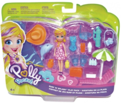 Polly Pocket Surf &amp; Splash Playset 3 inch Polly Doll with Beach Surfing - £23.56 GBP