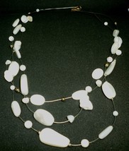 Rare Beautiful White Pearl Moonstone Multi Strand Beaded Necklace - £49.94 GBP