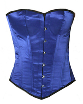 Steel Boned Fullbust spiral victorian overbust corset satin blue - £34.09 GBP+