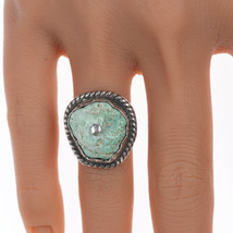 sz5 Chief Wolf Robe Hunt (1905-1977) Acoma silver, turquoise nugget ring - $242.55