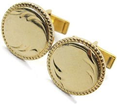Vintage Cufflinks Rolled Edge Round Gold Tone Shirt Accessories Wedding - £19.66 GBP