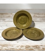 Set Of 3 Z Gallerie LUCCA Rope Pattern Pasta Soup Bowls Green 10.5&quot; - $58.32 CAD